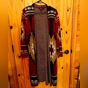 Women's Aztec Pattern Long Cardigan